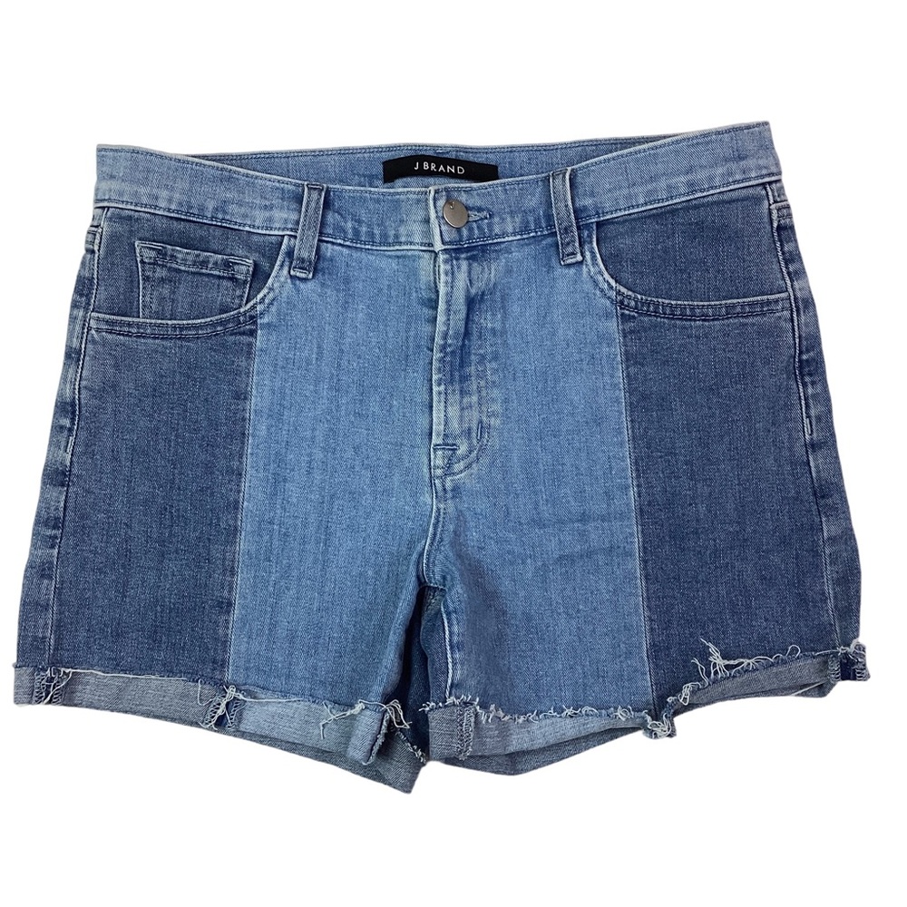 J Brand High Rise Denim Shorts Raw Hem Blue